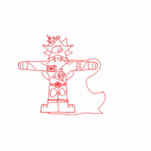 a child 's drawing of a cartoon character with a crown on his head