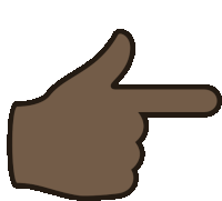 a brown hand pointing to the right with its index finger