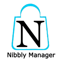 a logo for nibbly manager has a blue outline