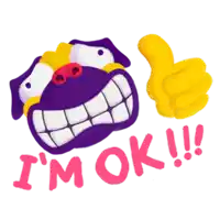 a cartoon character giving a thumbs up and the words " i 'm ok "