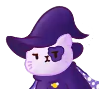 a drawing of a cat wearing a purple hat and a purple scarf