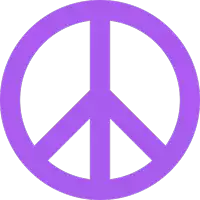 a purple peace sign with a white background