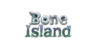 a white background with the words bone island written on it