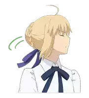 a blonde haired anime girl with a blue bow tie