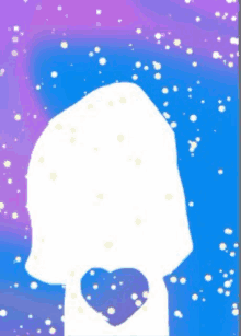 a silhouette of a person with a heart in their mouth on a blue background