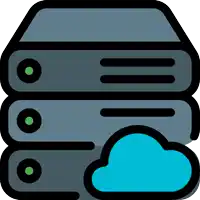 a stack of servers with a blue cloud between them