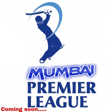 a logo for the mumbai premier league shows a man swinging a bat