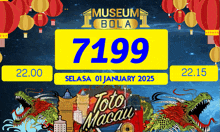 a sign that says museum bola 7199 selasa 01 january 2023