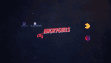 angrygirls is written in red letters on a starry background