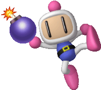 a cartoon character holding a purple bomb with a star on it