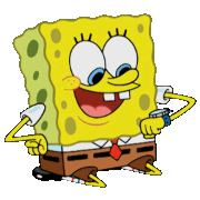 a cartoon of spongebob wearing a tie and a watch