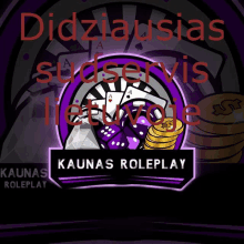 a logo for kaunas roleplay shows a playing card and coins