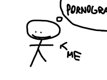 a stick figure with a speech bubble that says pornoga