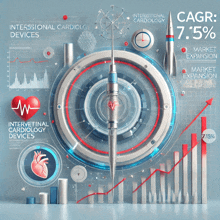 an advertisement for intersectional cardiology devices with a needle in the center