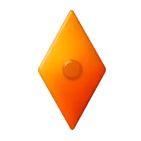 an orange diamond with a small orange circle in the middle