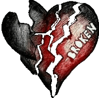 a drawing of a broken heart with the word broken on it