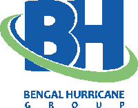 a logo for bengal hurricane group with a green swirl