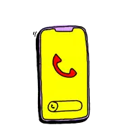 a cartoon drawing of a cell phone with a pink kiss coming out of it .