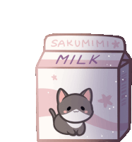 a carton of milk with a cat on it that says sakumi milk