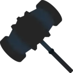 a judge 's gavel is shown in a cartoon style on a white background .