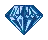 a pixel art illustration of a blue diamond with a lightning bolt inside of it .