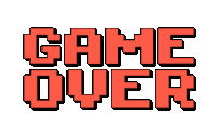 the word game over is written in red letters on a white background