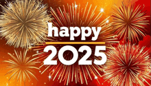 a fireworks display with the words happy 2025 on it