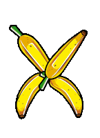 a cartoon drawing of two bananas crossed over each other on a white background