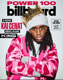 a man wearing a crown is on the cover of power 100 billboard magazine