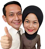 a caricature of a man and woman giving a thumbs up sign