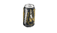 a can of moonshot energy drink with a rocket on the side