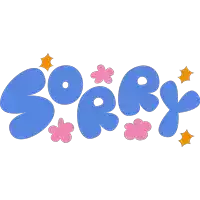 the word sorry is surrounded by pink flowers