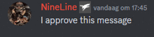 a screenshot of a message from nineline