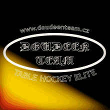 a logo for doudeen team table hockey elite on a black background