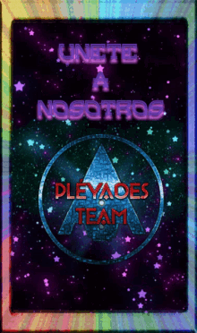 a poster that says pleyades team in red letters