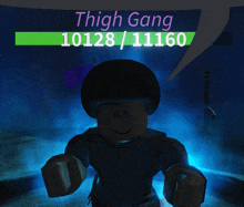 a screenshot of a video game that says thigh gang on it