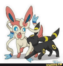 sylveon and umbreon are standing next to each other on a white background .