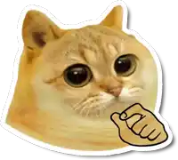 a sticker of a cat with a fist pointing at the camera