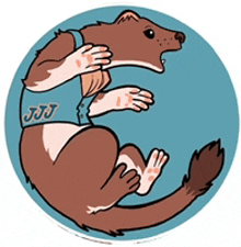 a cartoon of a ferret wearing a shirt that says jjj on it