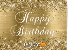 a gold background with the words happy birthday jenny written on it