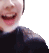 a pixelated image of a person 's face with a smile on it