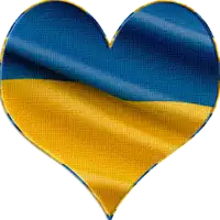 a heart with a blue and yellow flag inside