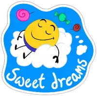 a sticker that says sweet dreams with a smiley face