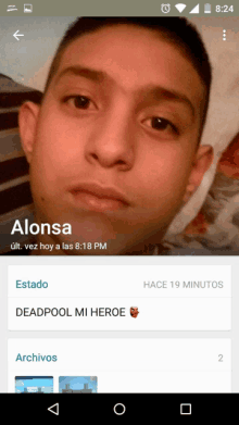 a phone screen with a picture of a young man named alonso