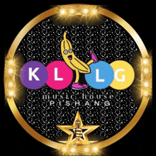 a logo for kl lg music house with a banana