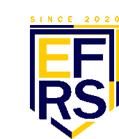 a blue and yellow logo that says ef rs