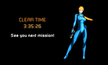 a video game screen that says clear time 3:35 26 see you next mission