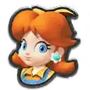 a cartoon character with orange hair and blue eyes is wearing a yellow shirt and blue earrings .