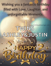 a birthday card for twins ashley & justin