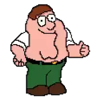 pixel art of peter griffin giving a thumbs up